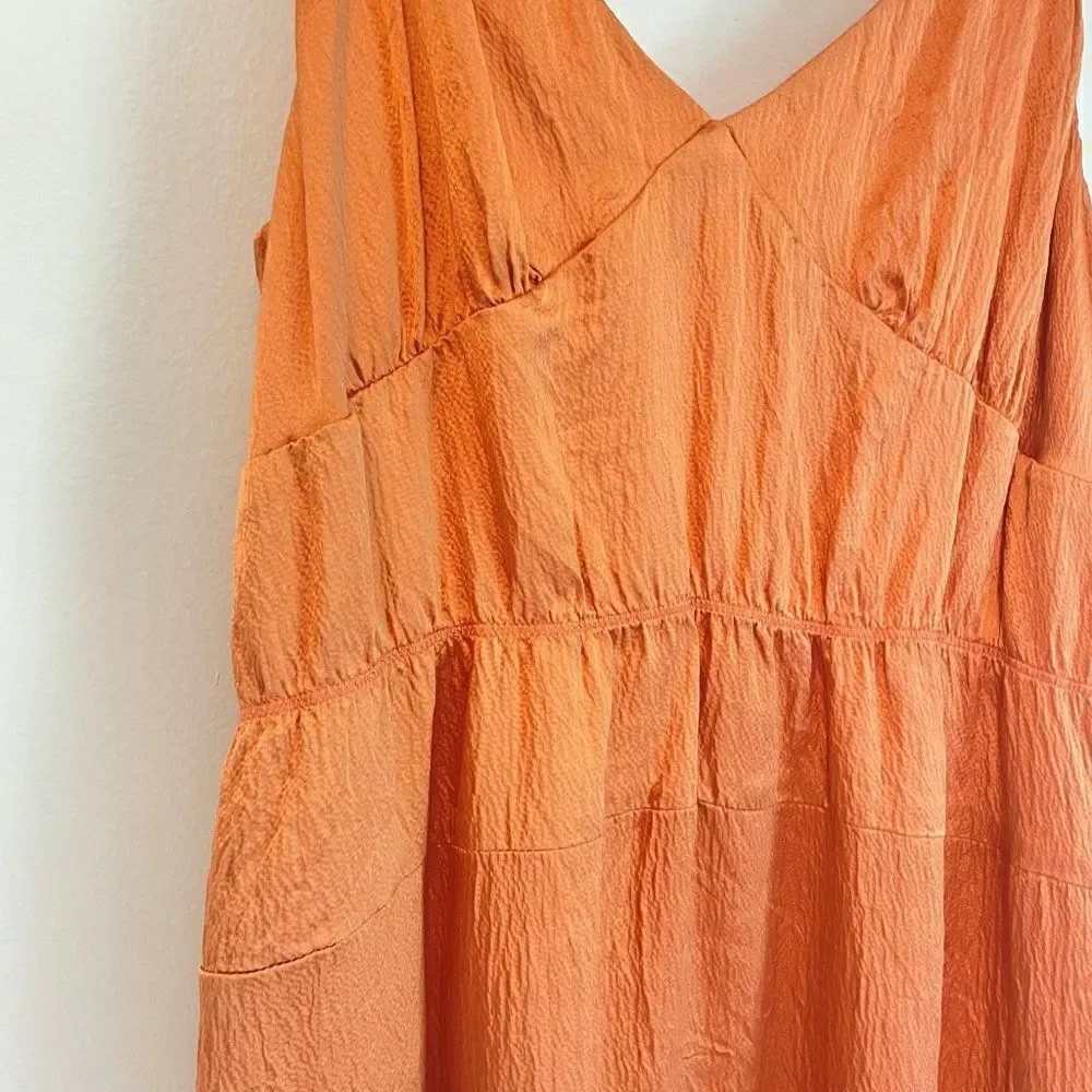 J. Crew 100% silk orange slip dress. Like new.